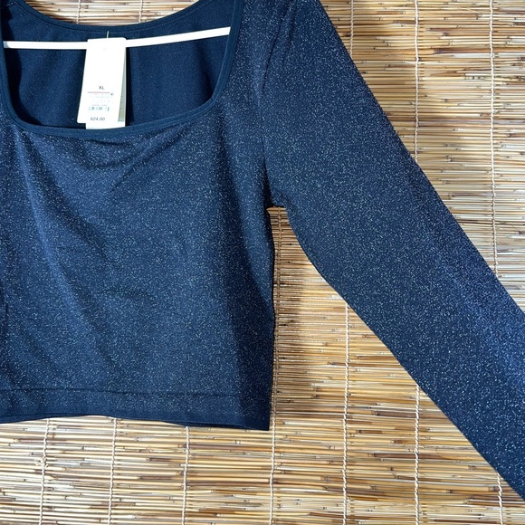 NWT All In Motion Women's Seamless‎ Long Sleeve Blue Glitter Top Size XL - Picture 2 of 7